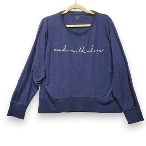 Love by Gap Weekend Top Blue Made‎ With Love Logo Long Sleeve Womens S